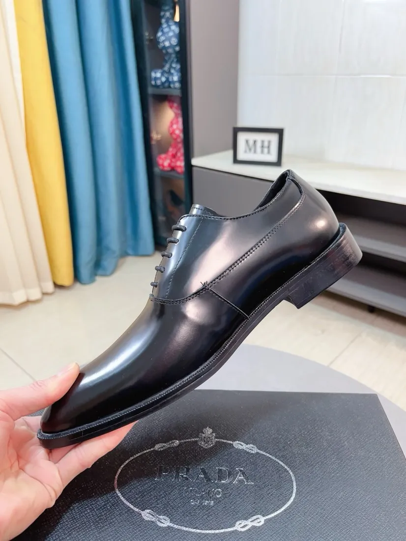 Men's shoes 💰540🌹🌹【PRADA Leather Shoes】Top purchasing agent Original imported Italian custom cowhide leather surface, fully imported water-dyed breathable cowhide lining, original factory special molded sole super comfortable, size: 38-44